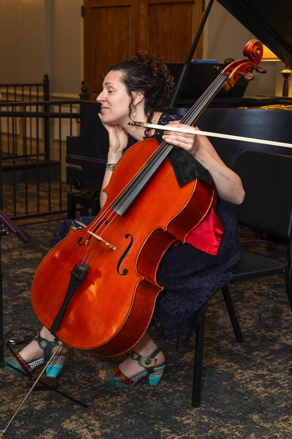 A cellist performing