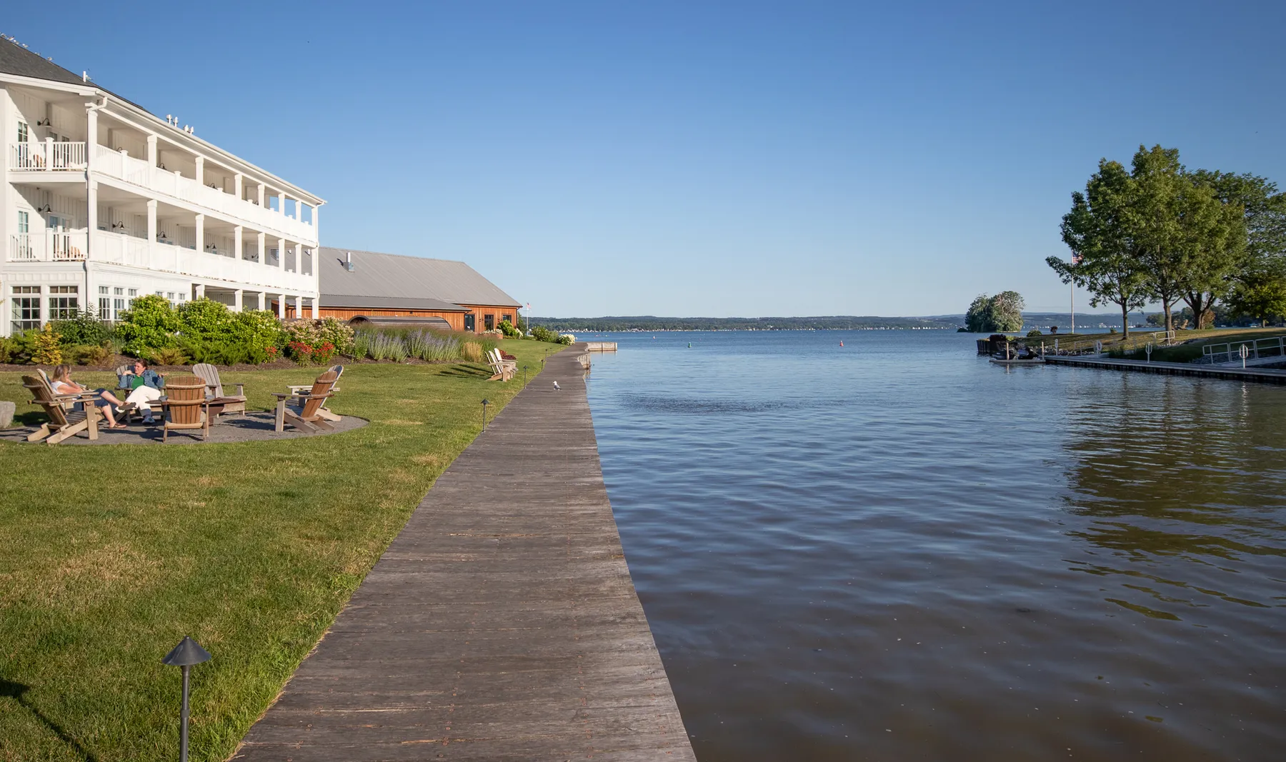 The Lake House on Canandaigua and its boardwalk along the lake