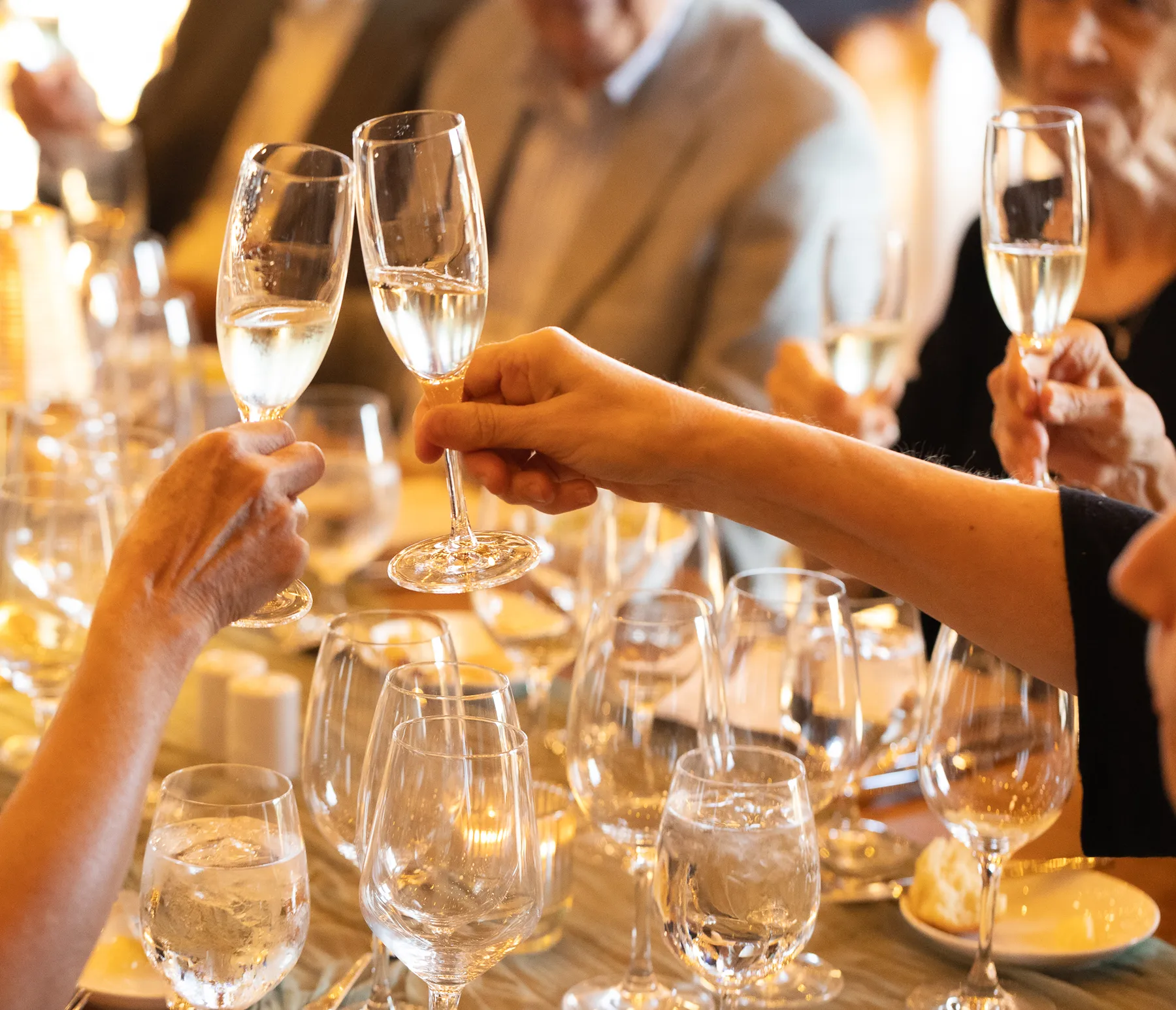 Guests raising their glasses